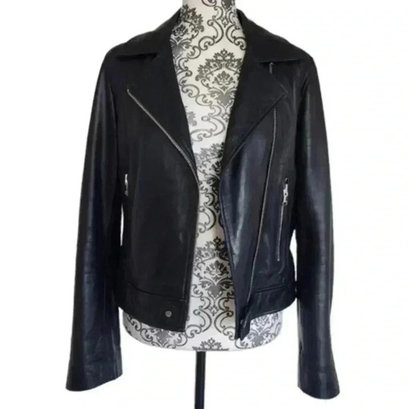 Aritzia Talula Hendrix Leather Jacket Biker  Black Silver Hardware Women's Med - Picture 4 of 16